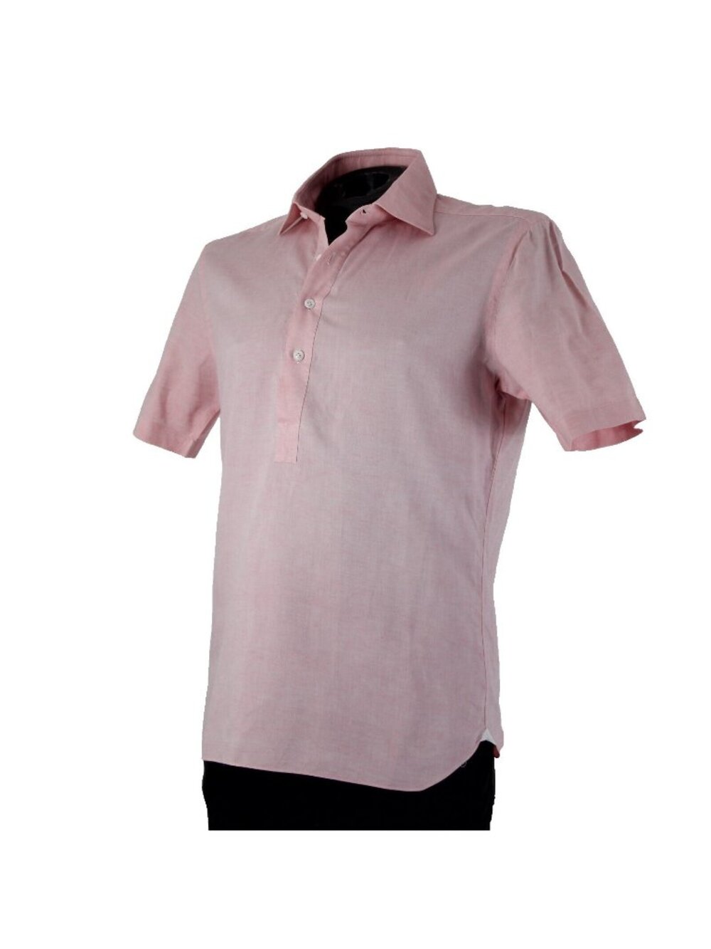 Barba Sz 16/41 Pink Collared 1/2 Button Up Short Sleeve Cotton Linen Shirt